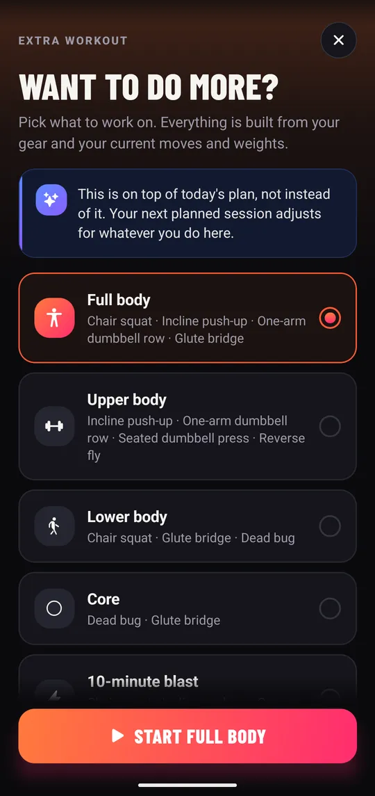 Extra workout picker