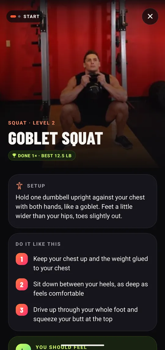 A move page with photos and step-by-step cues